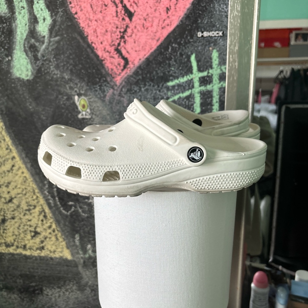 CROCS White Sandals with Perforated Design and Pivoting Heel Strap